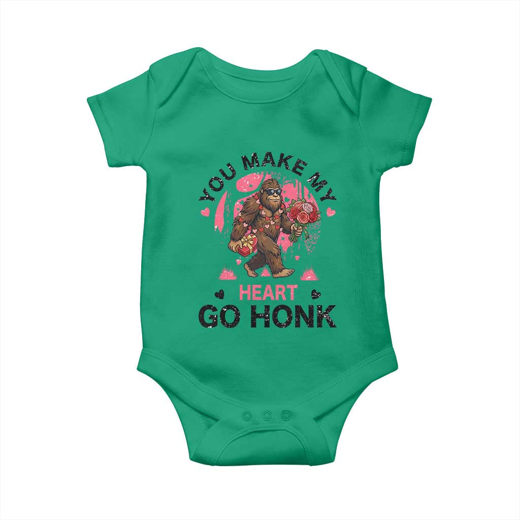 You Make My Heart Go Honk Baby Onesie Funny Bigfoot Valentine Meme - Wonder Print Shop