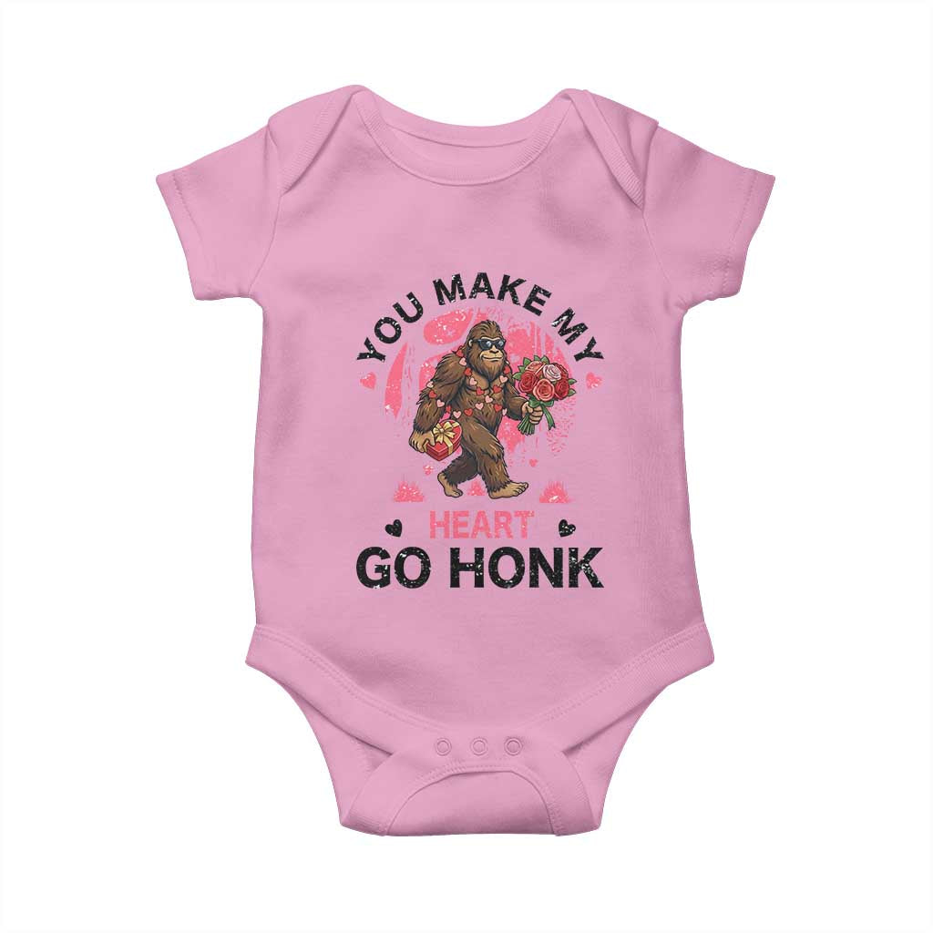 You Make My Heart Go Honk Baby Onesie Funny Bigfoot Valentine Meme - Wonder Print Shop