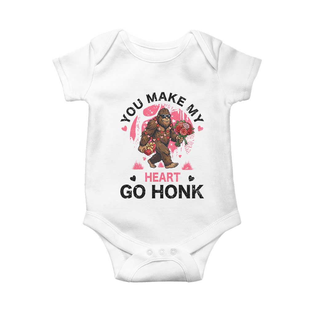 You Make My Heart Go Honk Baby Onesie Funny Bigfoot Valentine Meme - Wonder Print Shop
