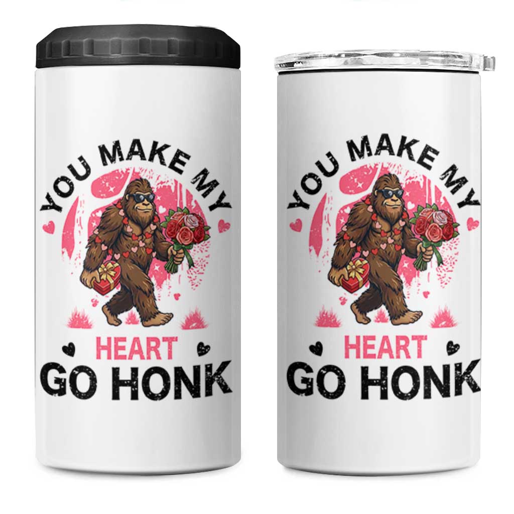 You Make My Heart Go Honk 4 in 1 Can Cooler Tumbler Funny Bigfoot Valentine Meme - Wonder Print Shop