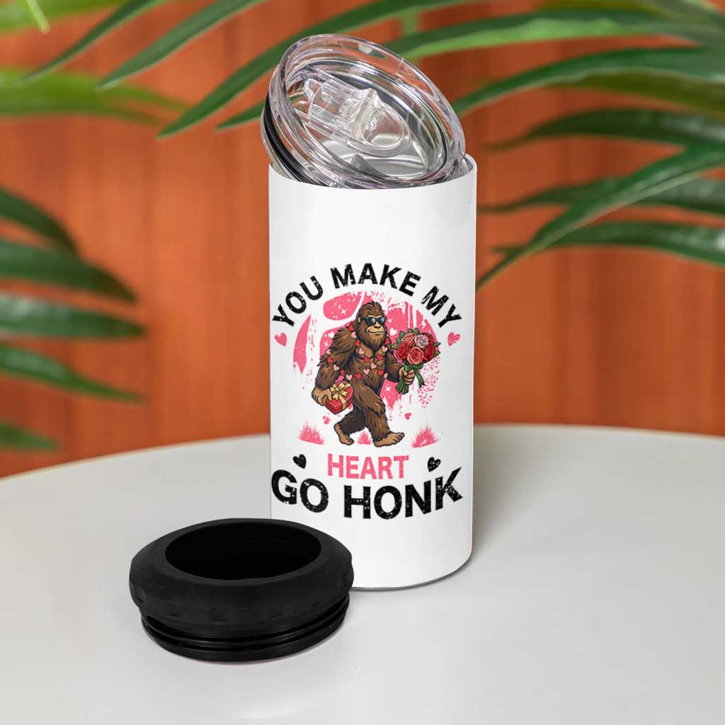 You Make My Heart Go Honk 4 in 1 Can Cooler Tumbler Funny Bigfoot Valentine Meme - Wonder Print Shop