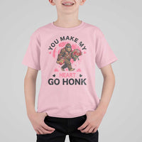 You Make My Heart Go Honk T Shirt For Kid Funny Bigfoot Valentine Meme - Wonder Print Shop