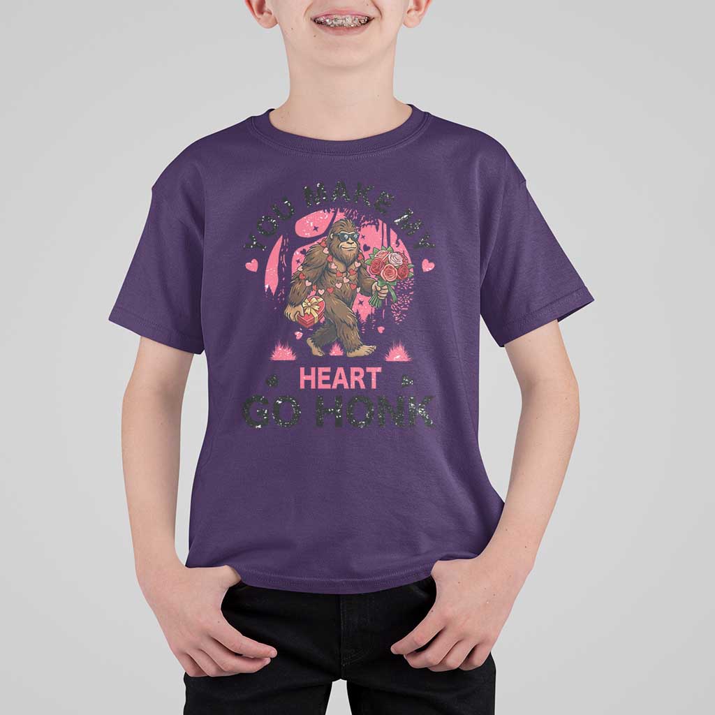 You Make My Heart Go Honk T Shirt For Kid Funny Bigfoot Valentine Meme - Wonder Print Shop