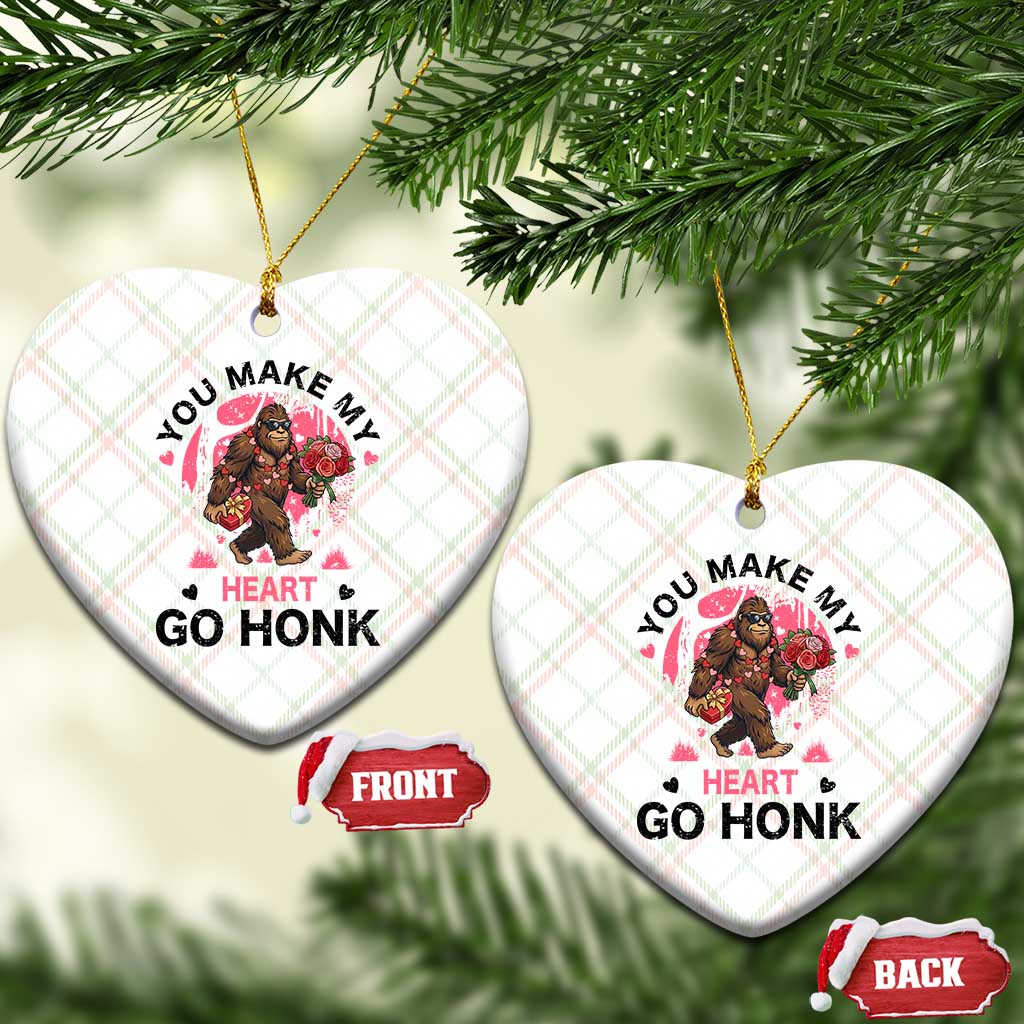 You Make My Heart Go Honk Ceramic Ornament Funny Bigfoot Valentine Meme - Wonder Print Shop