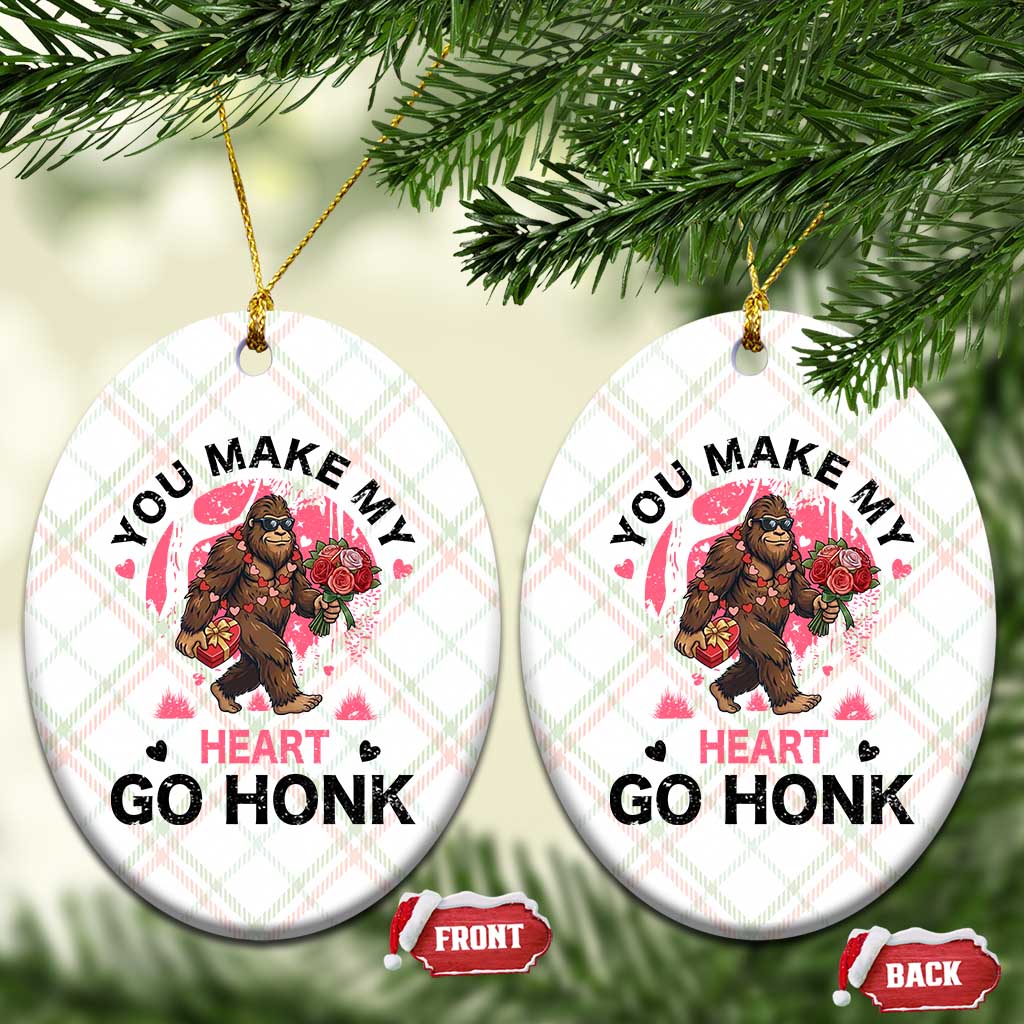 You Make My Heart Go Honk Ceramic Ornament Funny Bigfoot Valentine Meme - Wonder Print Shop