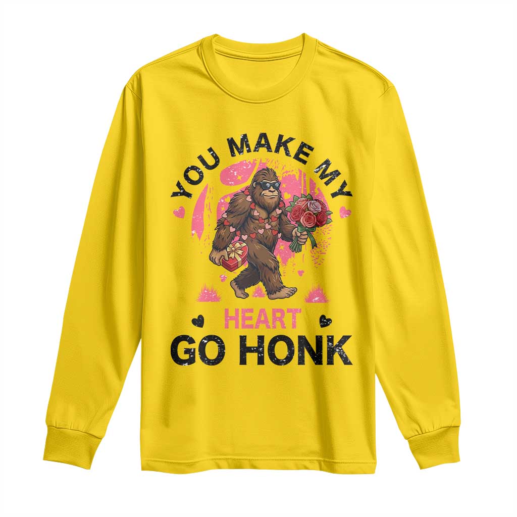 You Make My Heart Go Honk Long Sleeve Shirt Funny Bigfoot Valentine Meme - Wonder Print Shop