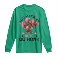 You Make My Heart Go Honk Long Sleeve Shirt Funny Bigfoot Valentine Meme - Wonder Print Shop
