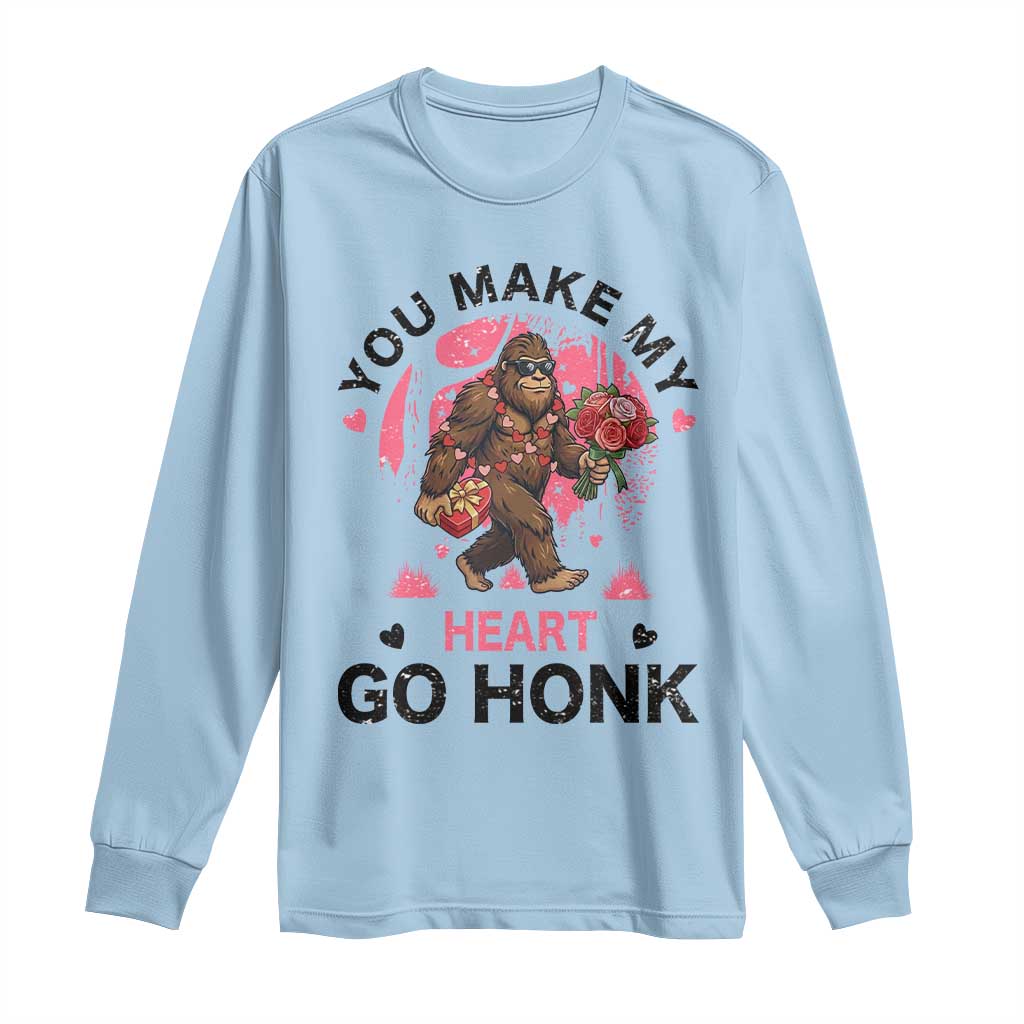 You Make My Heart Go Honk Long Sleeve Shirt Funny Bigfoot Valentine Meme - Wonder Print Shop