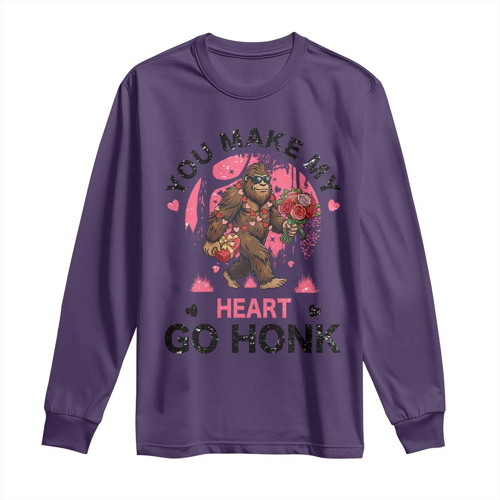 You Make My Heart Go Honk Long Sleeve Shirt Funny Bigfoot Valentine Meme - Wonder Print Shop