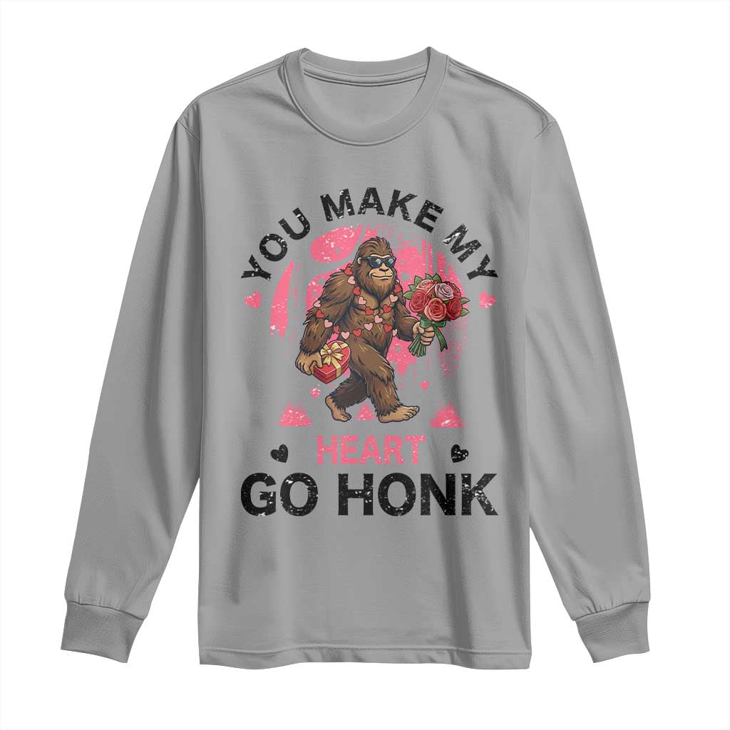 You Make My Heart Go Honk Long Sleeve Shirt Funny Bigfoot Valentine Meme - Wonder Print Shop