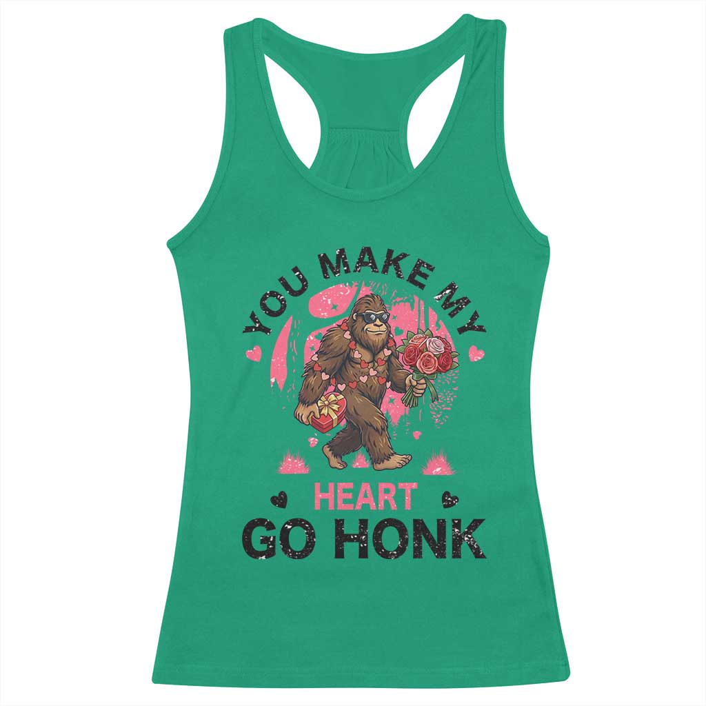 You Make My Heart Go Honk Racerback Tank Top Funny Bigfoot Valentine Meme - Wonder Print Shop
