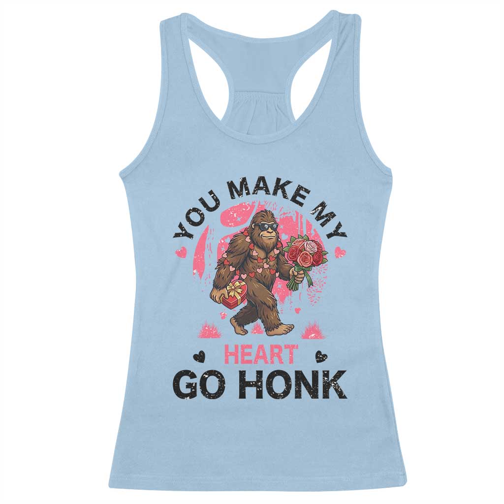 You Make My Heart Go Honk Racerback Tank Top Funny Bigfoot Valentine Meme - Wonder Print Shop