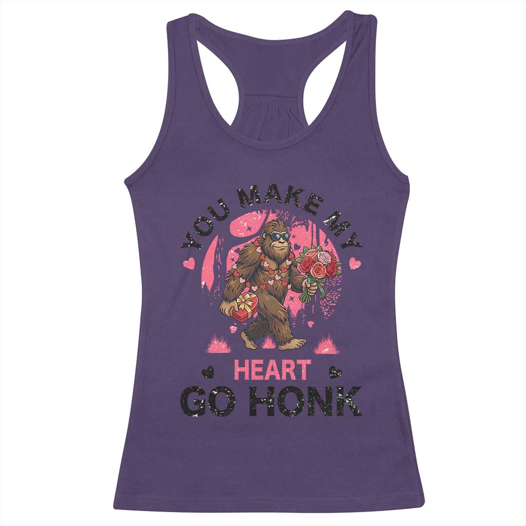 You Make My Heart Go Honk Racerback Tank Top Funny Bigfoot Valentine Meme - Wonder Print Shop