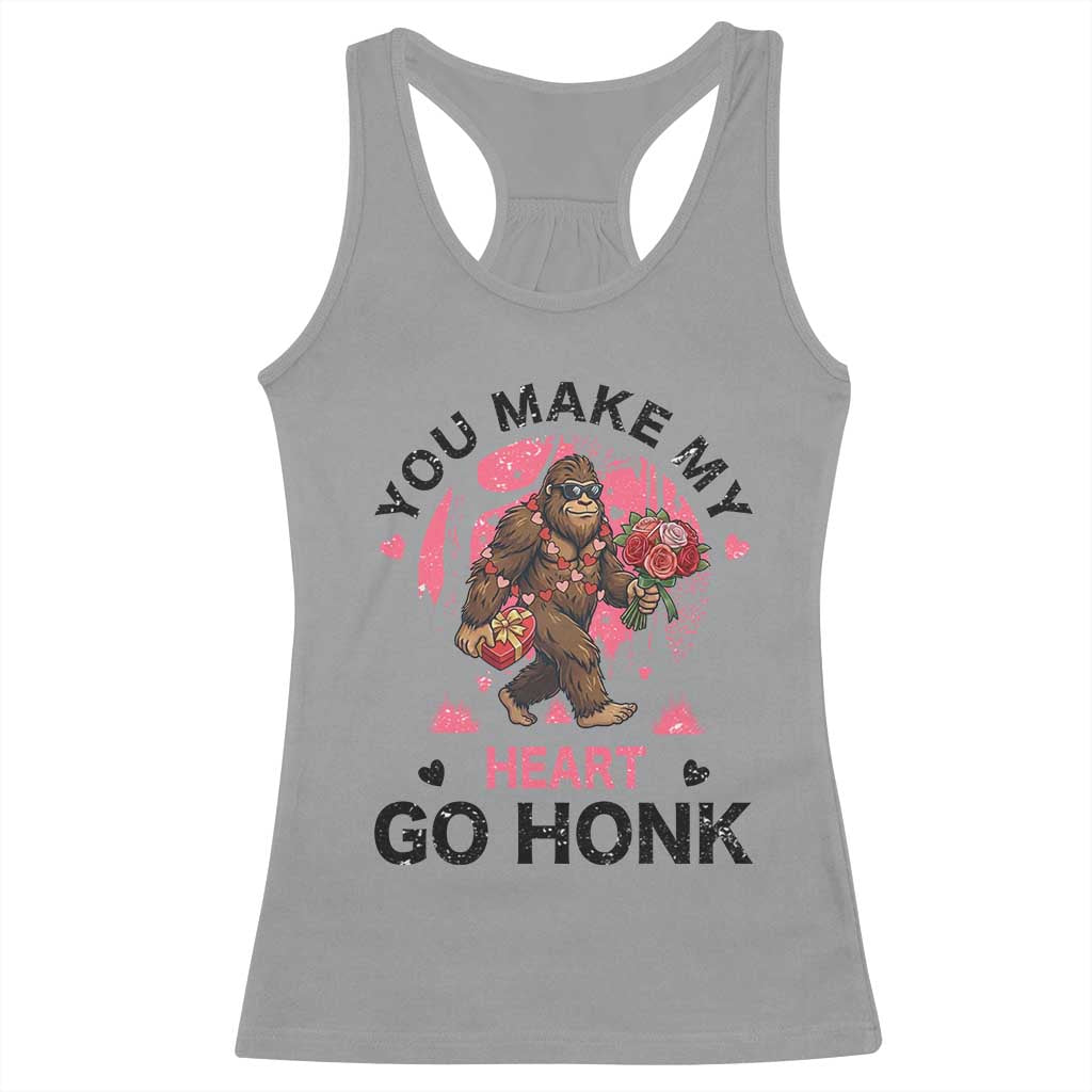 You Make My Heart Go Honk Racerback Tank Top Funny Bigfoot Valentine Meme - Wonder Print Shop