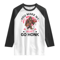 You Make My Heart Go Honk Raglan Shirt Funny Bigfoot Valentine Meme - Wonder Print Shop