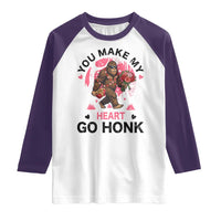 You Make My Heart Go Honk Raglan Shirt Funny Bigfoot Valentine Meme - Wonder Print Shop