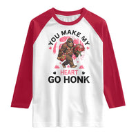 You Make My Heart Go Honk Raglan Shirt Funny Bigfoot Valentine Meme - Wonder Print Shop