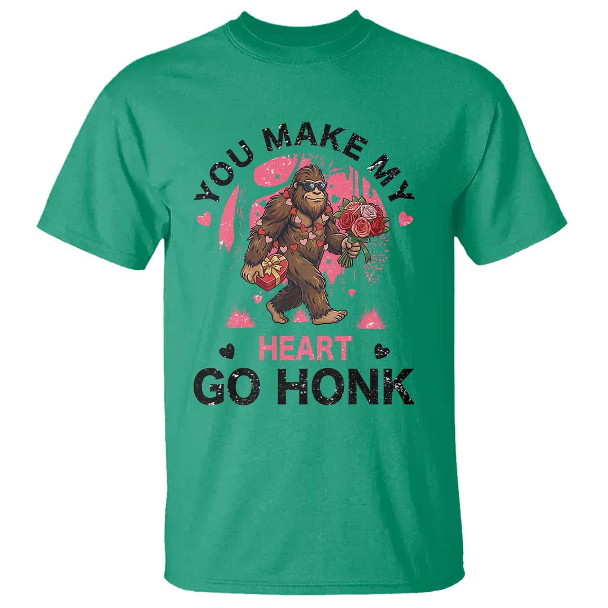 You Make My Heart Go Honk T Shirt Funny Bigfoot Valentine Meme - Wonder Print Shop