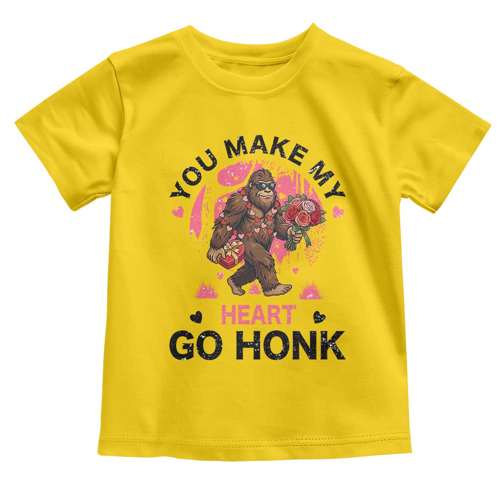You Make My Heart Go Honk Toddler T Shirt Funny Bigfoot Valentine Meme - Wonder Print Shop