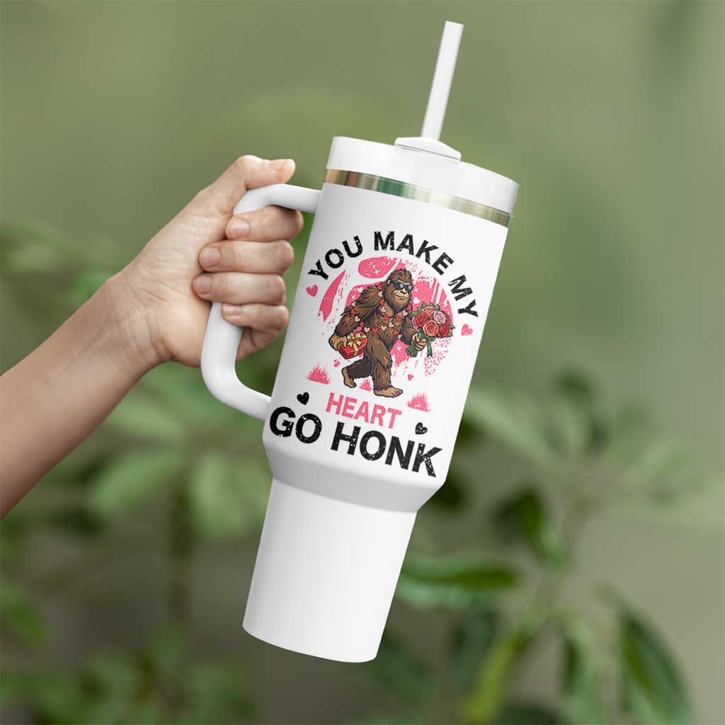 You Make My Heart Go Honk Tumbler With Handle Funny Bigfoot Valentine Meme - undefined