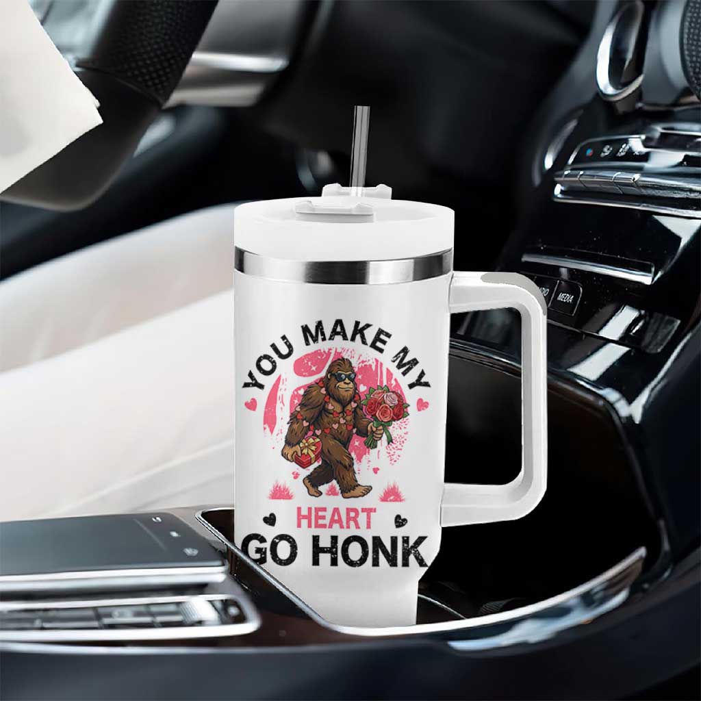 You Make My Heart Go Honk Tumbler With Handle Funny Bigfoot Valentine Meme - undefined