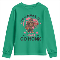You Make My Heart Go Honk Youth Sweatshirt Funny Bigfoot Valentine Meme - Wonder Print Shop