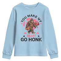 You Make My Heart Go Honk Youth Sweatshirt Funny Bigfoot Valentine Meme - Wonder Print Shop