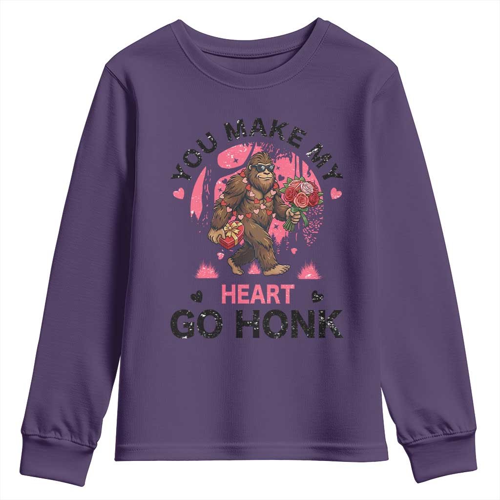 You Make My Heart Go Honk Youth Sweatshirt Funny Bigfoot Valentine Meme - Wonder Print Shop