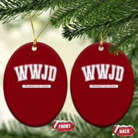 Funny Christian Ceramic Ornament WWJD Probably Flip Tables - Wonder Print Shop