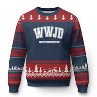 Funny Christian Ugly Christmas Sweater WWJD Probably Flip Tables - Wonder Print Shop