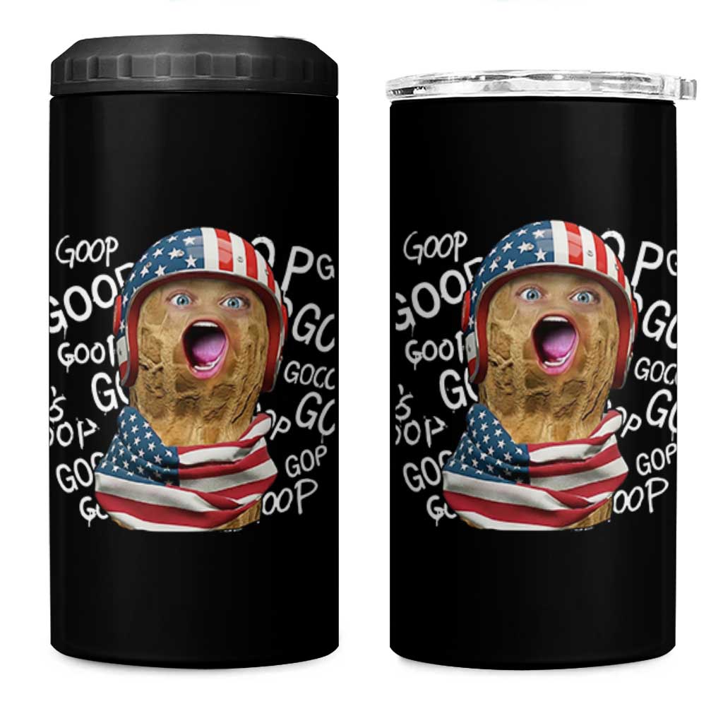 Burnt Peanut Goop 4 in 1 Can Cooler Tumbler Patriotic American Flag - Wonder Print Shop