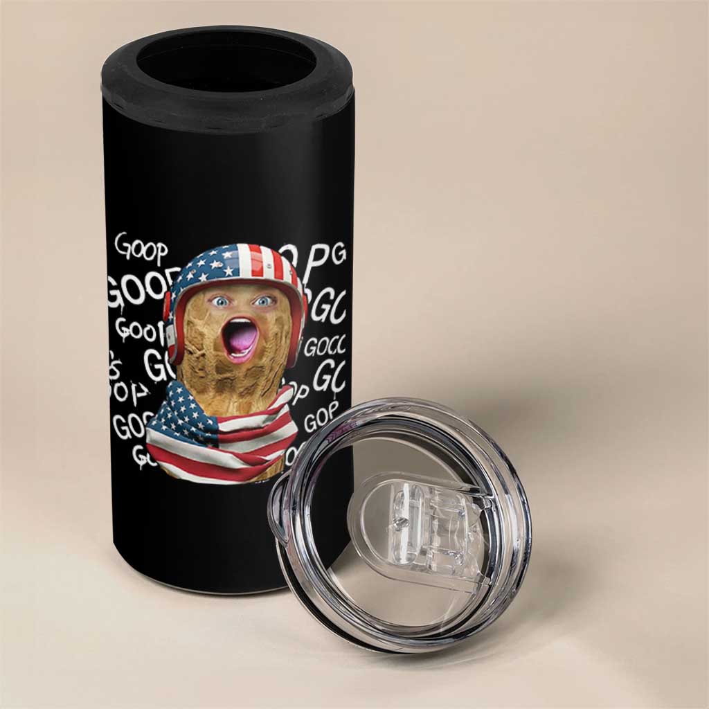 Burnt Peanut Goop 4 in 1 Can Cooler Tumbler Patriotic American Flag - Wonder Print Shop