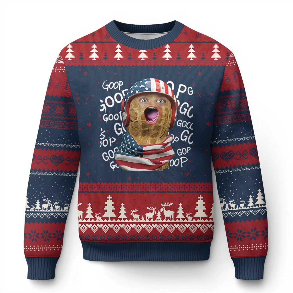 Burnt Peanut Goop Ugly Christmas Sweater Patriotic American Flag - Wonder Print Shop