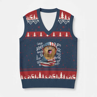 Burnt Peanut Goop V-Neck Knit Sweater Vest Patriotic American Flag - Wonder Print Shop