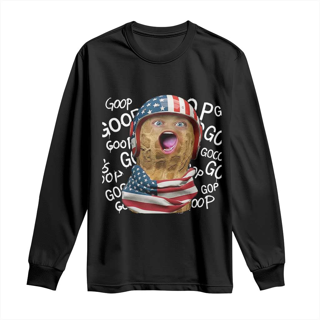 Burnt Peanut Goop Long Sleeve Shirt Patriotic American Flag - Wonder Print Shop