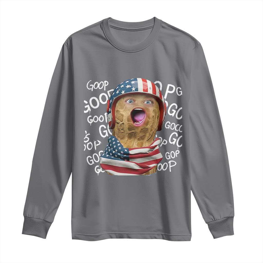 Burnt Peanut Goop Long Sleeve Shirt Patriotic American Flag - Wonder Print Shop