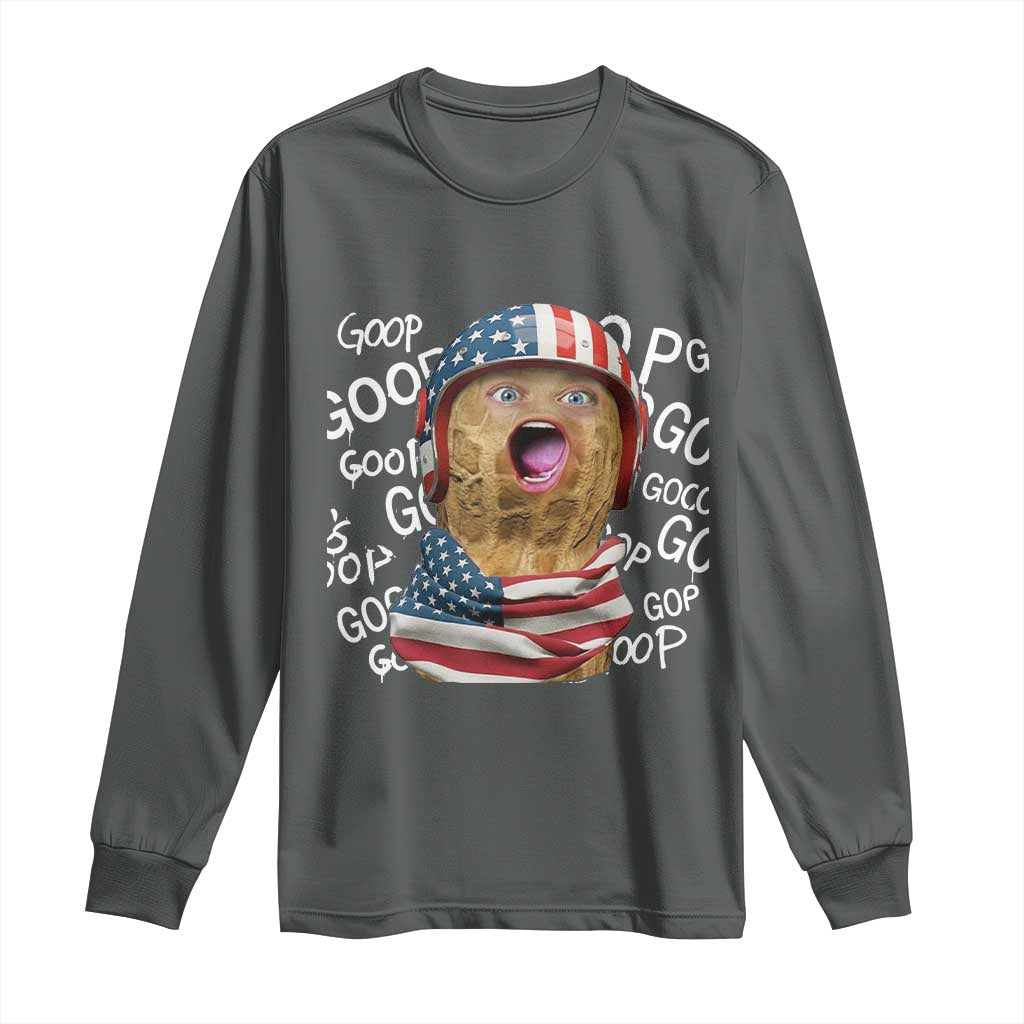 Burnt Peanut Goop Long Sleeve Shirt Patriotic American Flag - Wonder Print Shop