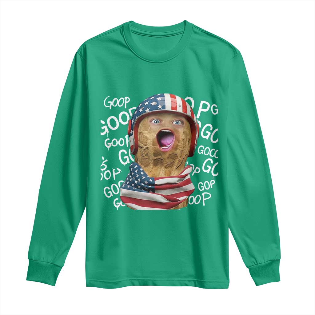 Burnt Peanut Goop Long Sleeve Shirt Patriotic American Flag - Wonder Print Shop