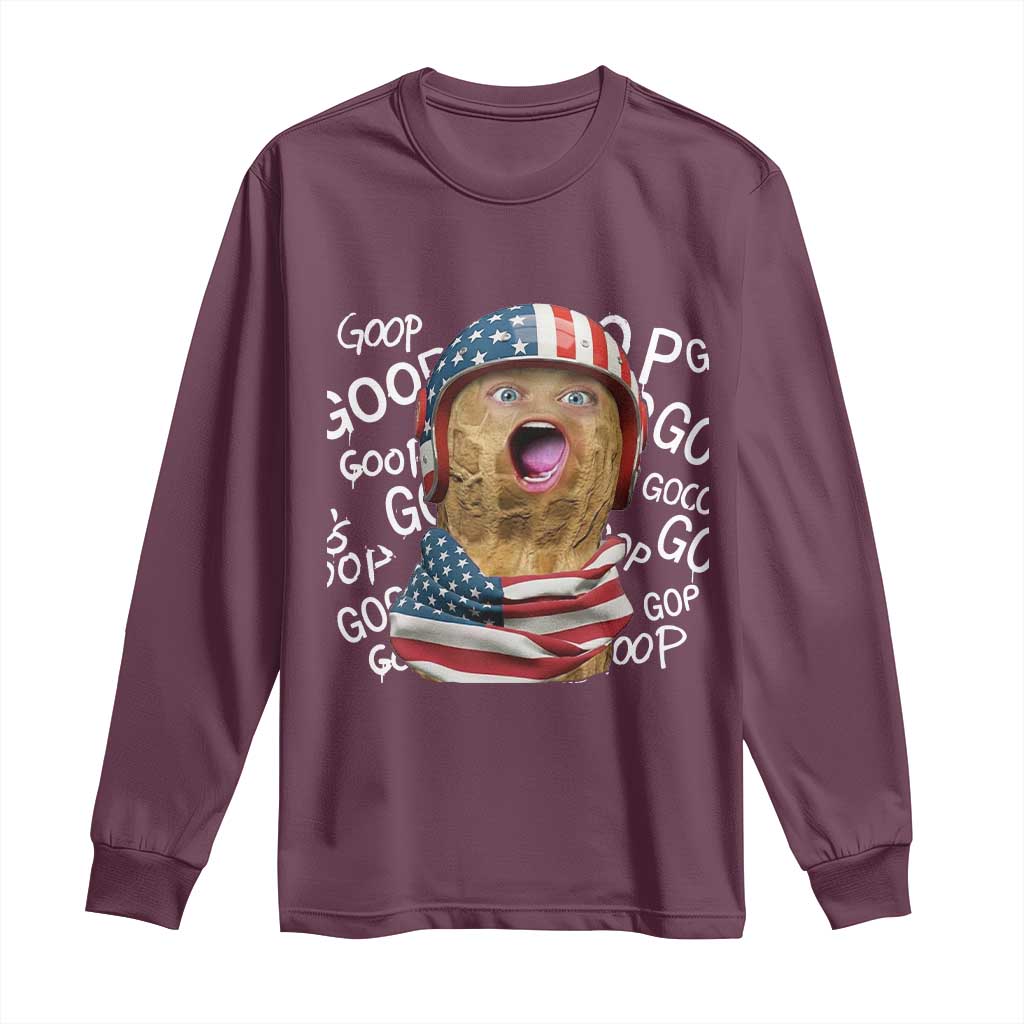 Burnt Peanut Goop Long Sleeve Shirt Patriotic American Flag - Wonder Print Shop
