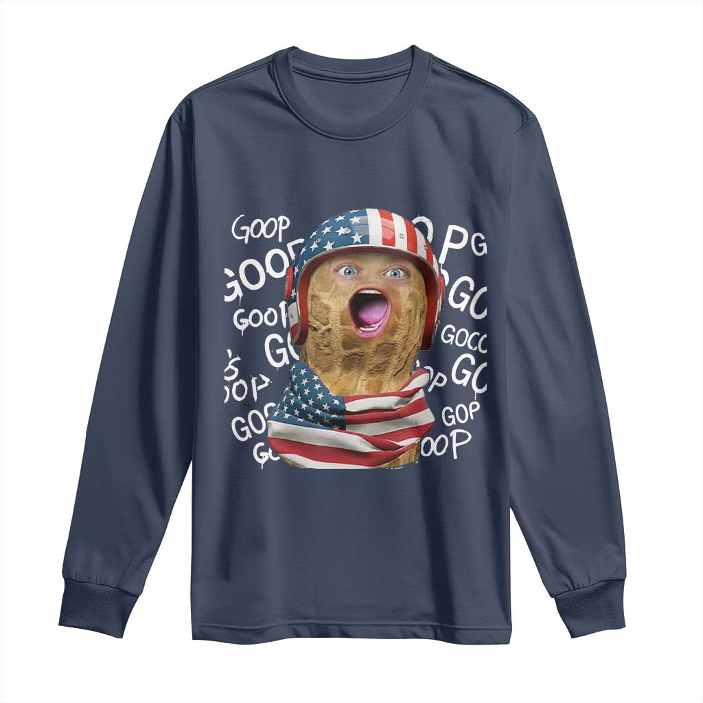 Burnt Peanut Goop Long Sleeve Shirt Patriotic American Flag - Wonder Print Shop