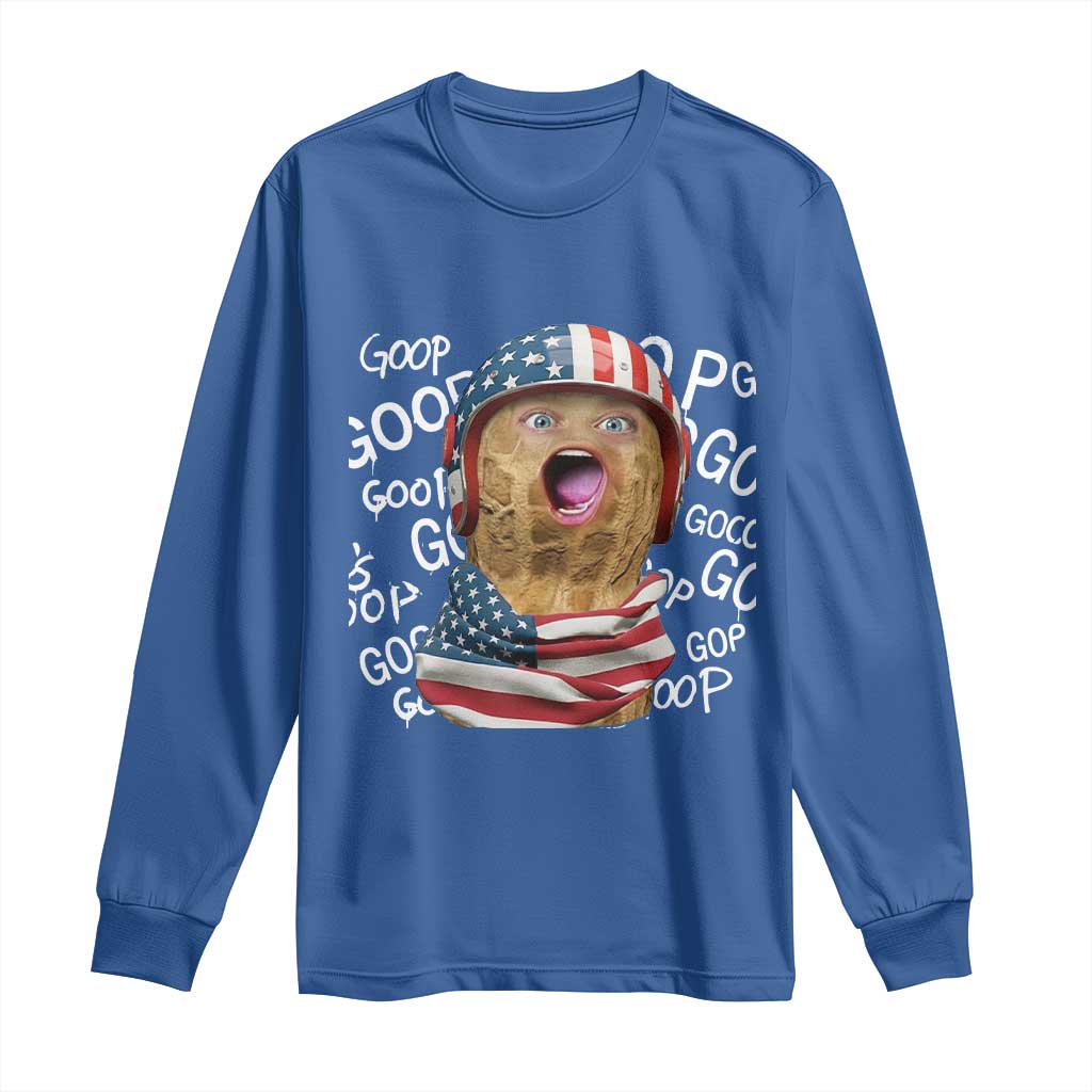 Burnt Peanut Goop Long Sleeve Shirt Patriotic American Flag - Wonder Print Shop