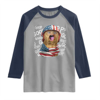 Burnt Peanut Goop Raglan Shirt Patriotic American Flag - Wonder Print Shop