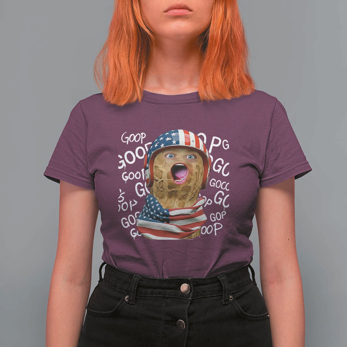 Burnt Peanut Goop T Shirt For Women Patriotic American Flag - Wonder Print Shop