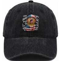 Burnt Peanut Goop Washed Cotton Baseball Cap Patriotic American Flag