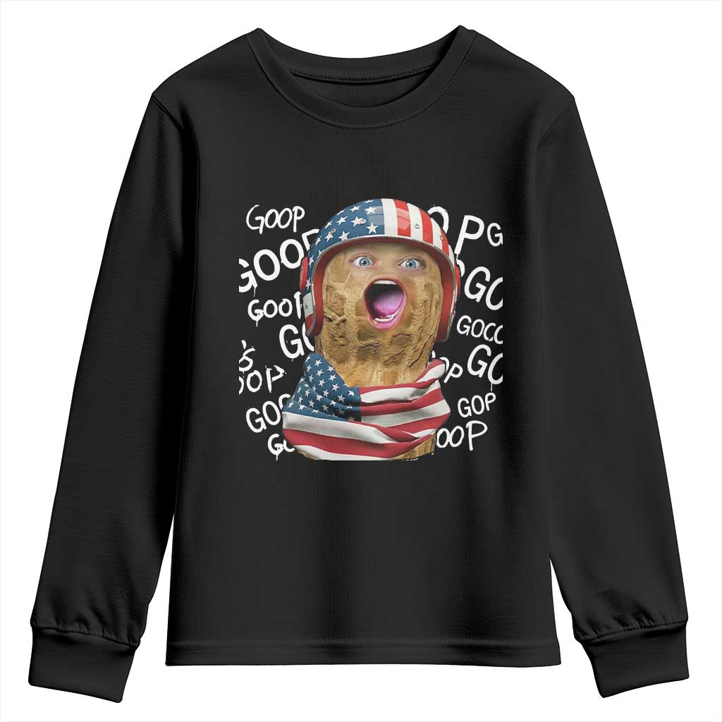 Burnt Peanut Goop Youth Sweatshirt Patriotic American Flag - Wonder Print Shop