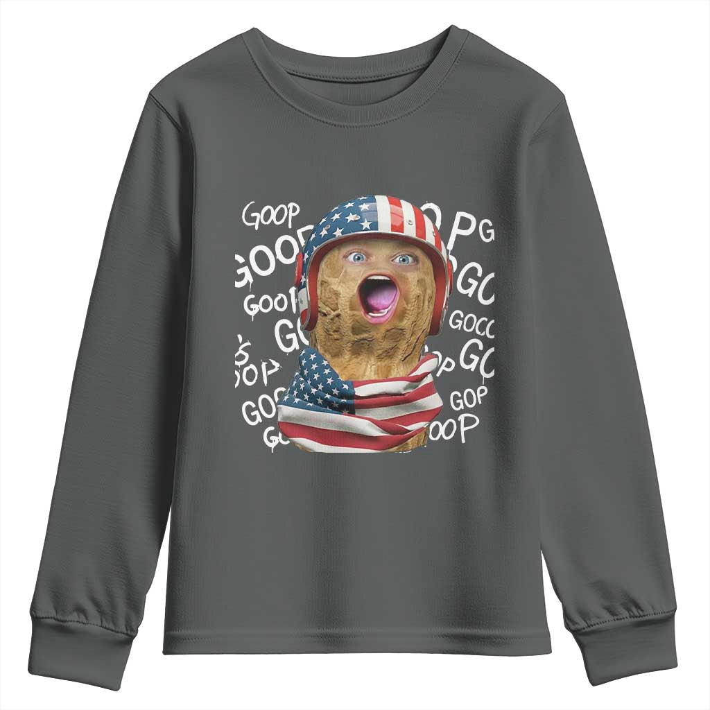 Burnt Peanut Goop Youth Sweatshirt Patriotic American Flag - Wonder Print Shop