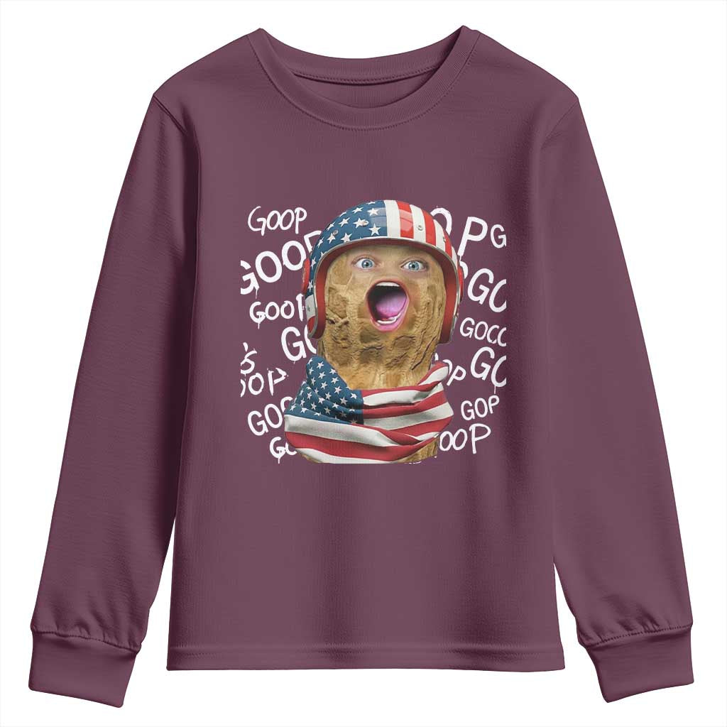 Burnt Peanut Goop Youth Sweatshirt Patriotic American Flag - Wonder Print Shop