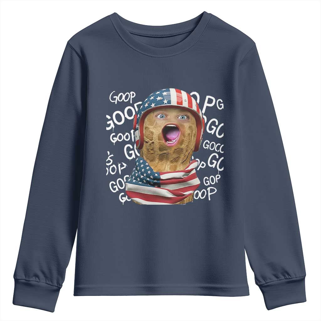 Burnt Peanut Goop Youth Sweatshirt Patriotic American Flag - Wonder Print Shop