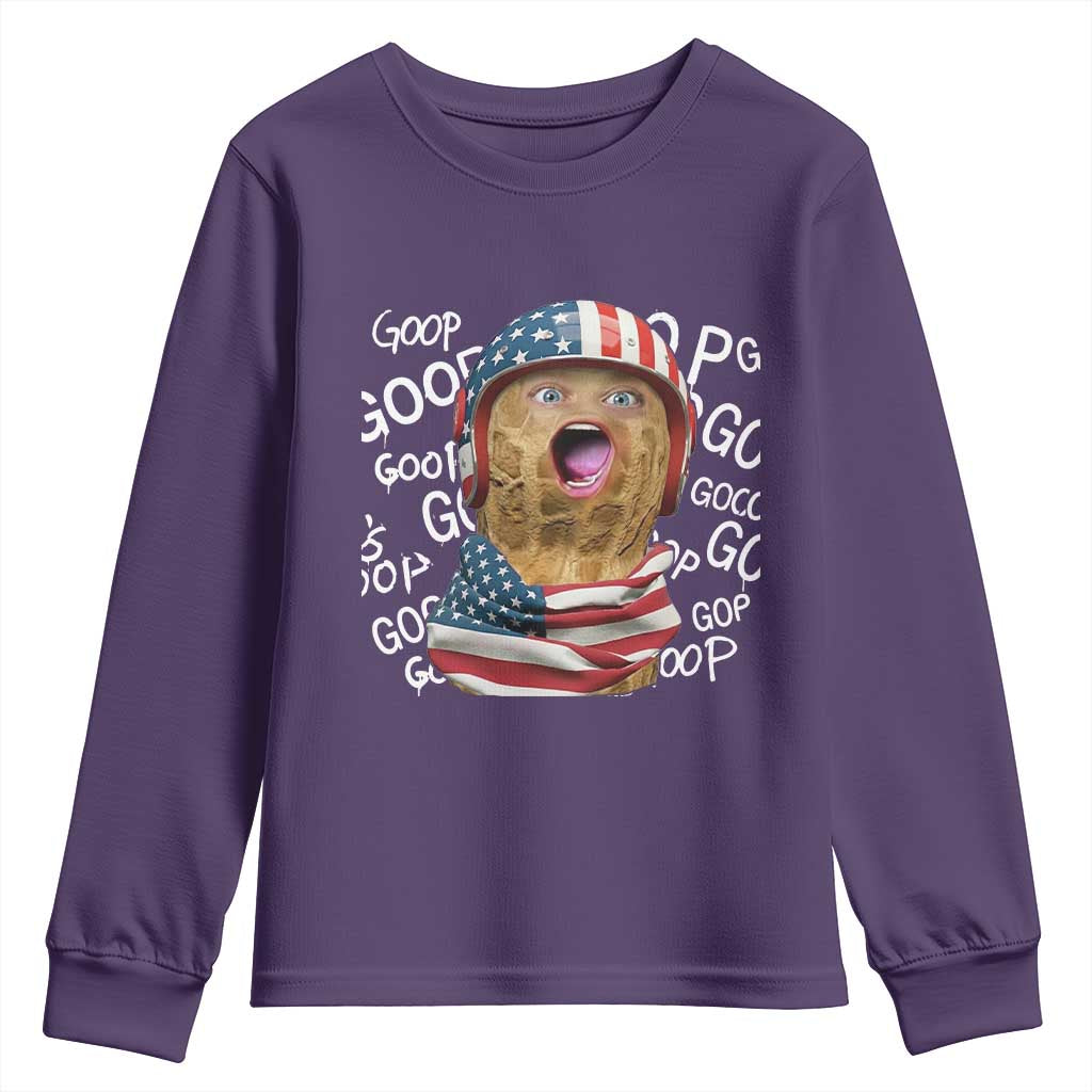 Burnt Peanut Goop Youth Sweatshirt Patriotic American Flag - Wonder Print Shop