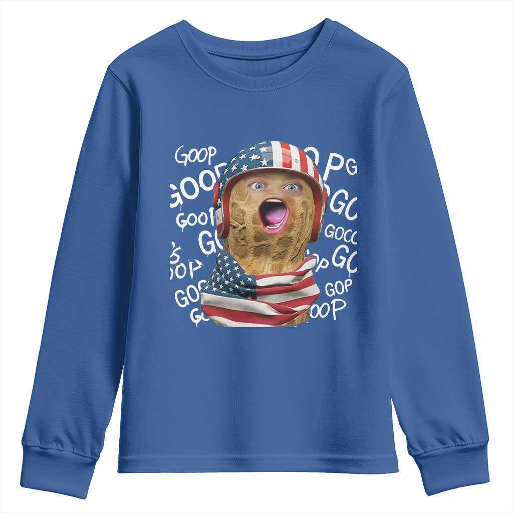 Burnt Peanut Goop Youth Sweatshirt Patriotic American Flag - Wonder Print Shop